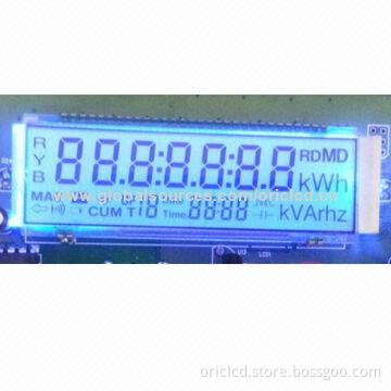 Custom-made STN LCD module for E-meter, blue mode, with outline sized 55x20mm, white backlight
